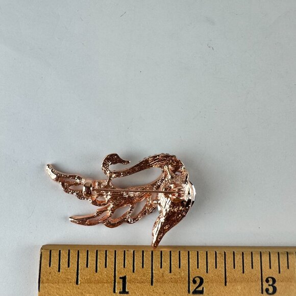 Swan-Shaped Gold Tone Crystal Rhinestone Brooch Pin - Picture 2 of 2